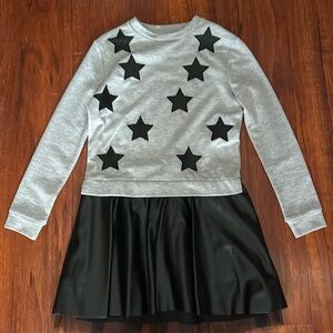 Pinc premium cotton top with faux leather bottom dress.